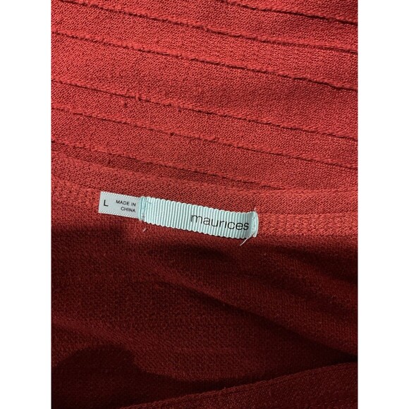 Maurices Women's Rust Red Knit Top Lace Sleeve Scoop Neck‎ 3/4 Sleeve Large L - Picture 8 of 10